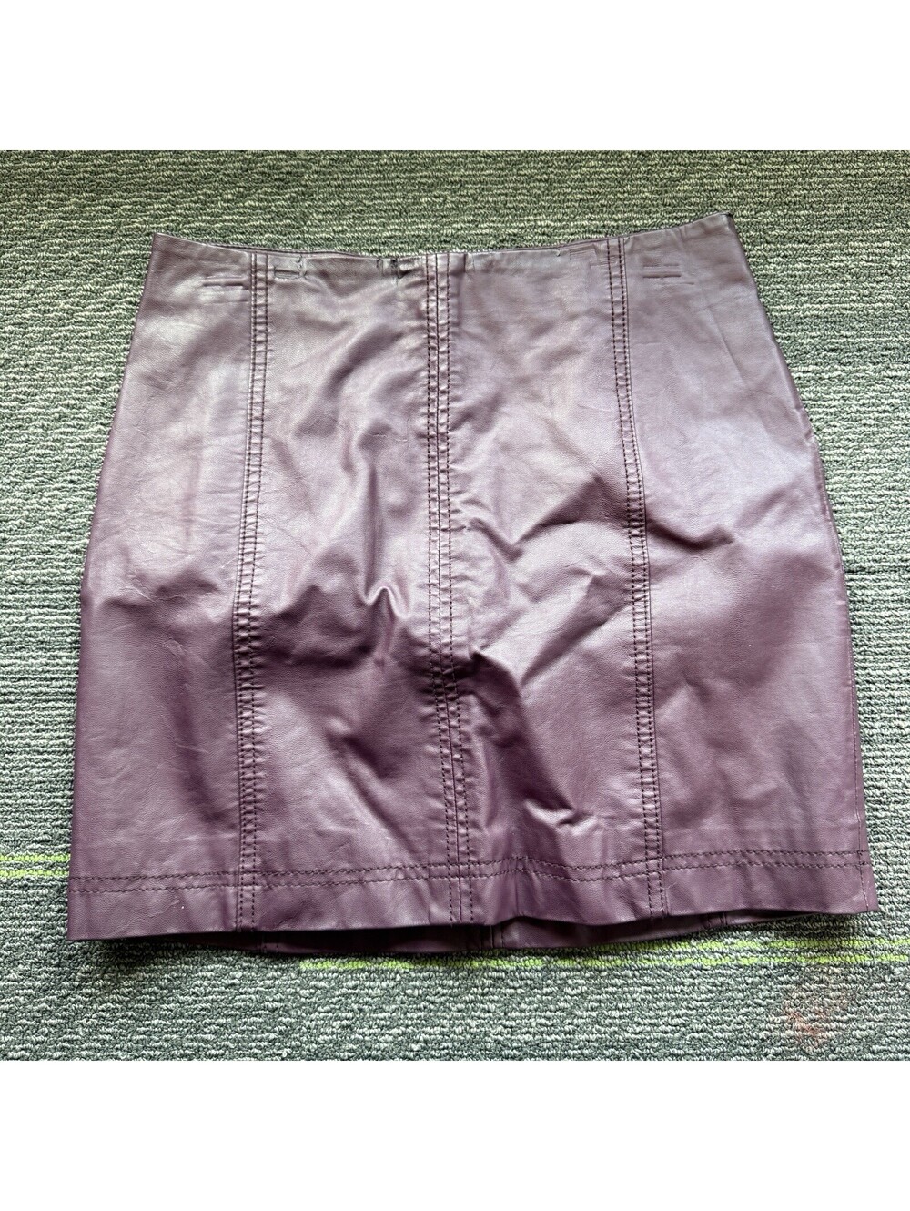 Free People Modern Femme Vegan Leather Mini Skirt Size 4 Wine READ